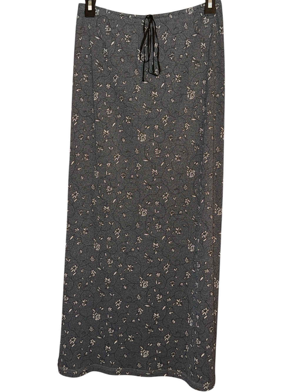 •JOHNPAULRICHARD•CHARCOAL GRAY DITSY FLORAL PATTERN MAXI SKIRT (PETITE MEDIUM) - Picture 3 of 10